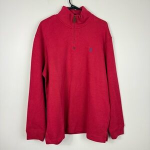 Polo Ralph Lauren Knit Sweater Mens XL Red Long Sleeve Quarter Zip Cotton Collar